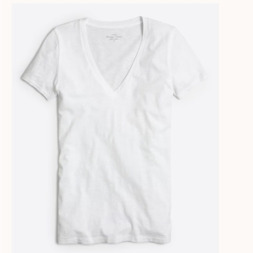 J. Crew Factory Slub Cotton V-Neck Tee in White, Size XS